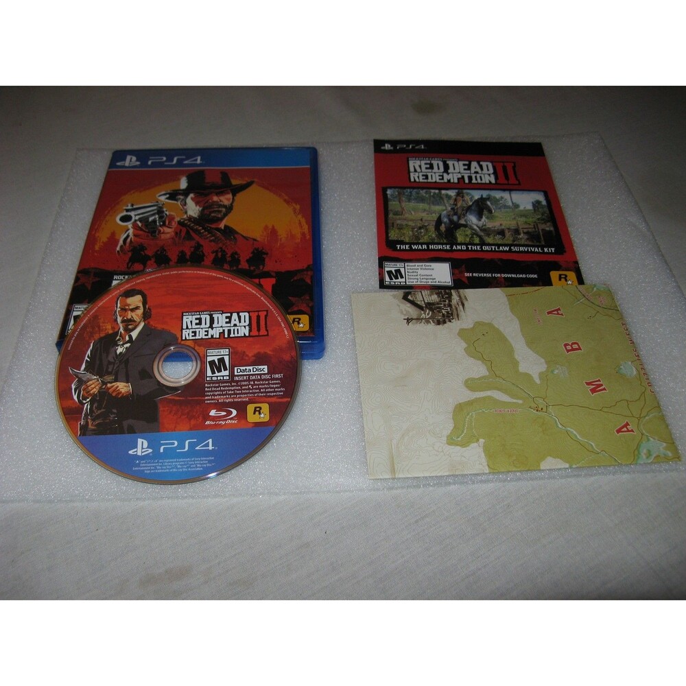 Playstation 4 Red Dead Redemption II Disc 1 Case & Map Only No Game Disc Incl
